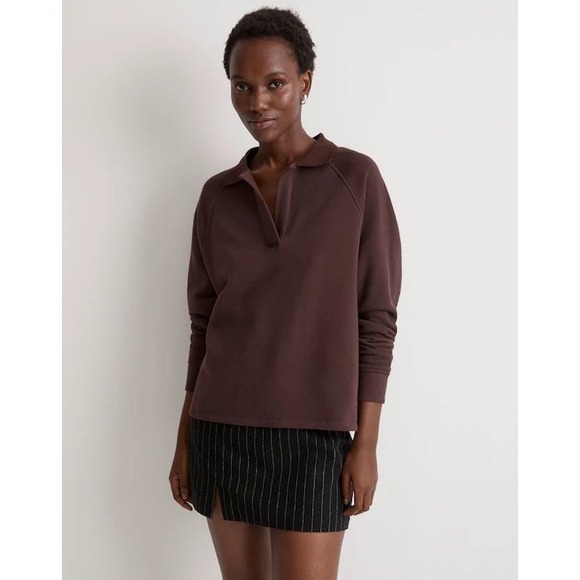 Madewell Tops - Madewell MWL Re-sourced Fleece Polo Sweatshirt  N0164 Womens Small NEW